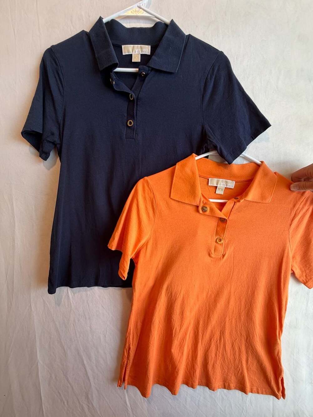 Michael Kors Women's Short Sleeve Polo Shirt Set (Navy and Orange)